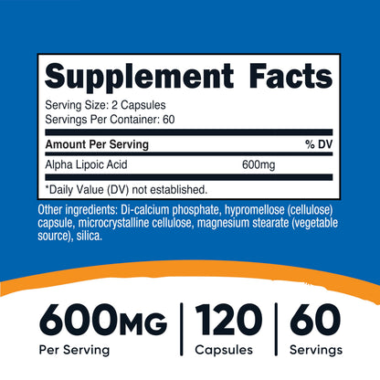 Nutricost Alpha Lipoic Acid 600mg - 120 Capsules (60 Servings) | Plant Based, Non-GMO