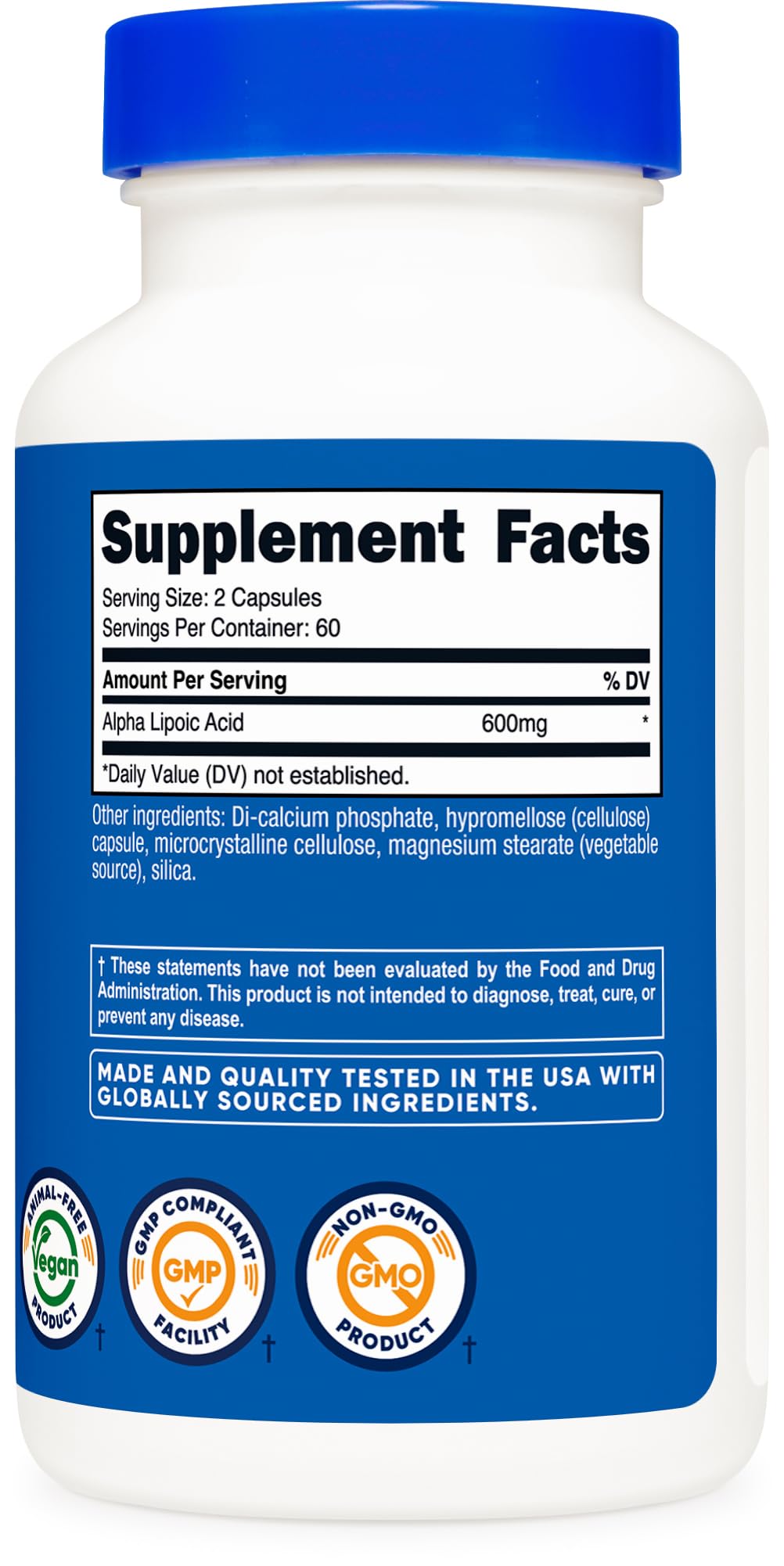 Nutricost Alpha Lipoic Acid 600mg - 120 Capsules (60 Servings) | Plant Based, Non-GMO