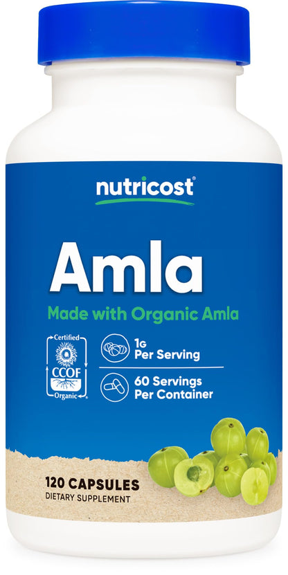 Nutricost Amla 1000mg | 120 Vegetarian Capsules | Organic, Non-GMO, Gluten Free