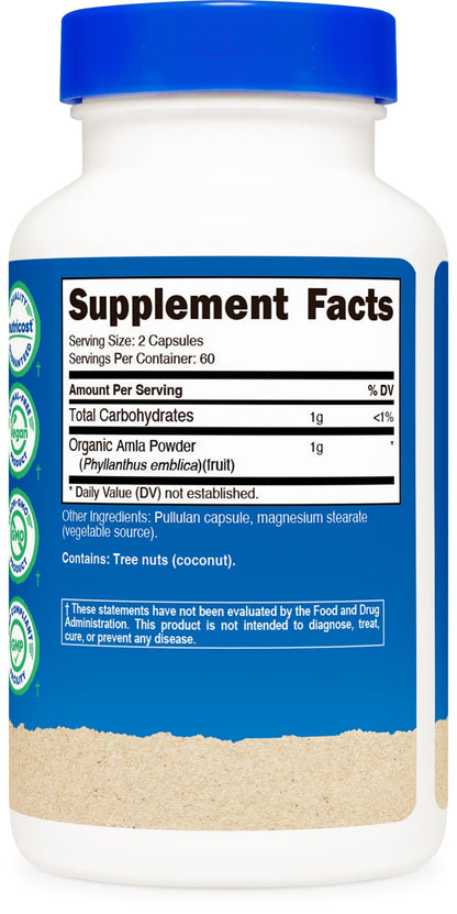 Nutricost Amla 1000mg | 120 Vegetarian Capsules | Organic, Non-GMO, Gluten Free