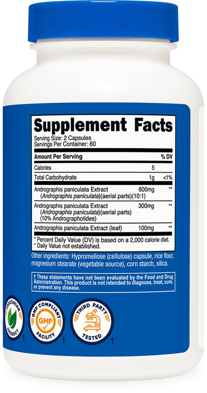 Nutricost Andrographis Extract Capsules 1000mg (120 Count) – 60 Servings | Health & Wellness Vegetarian Supplement