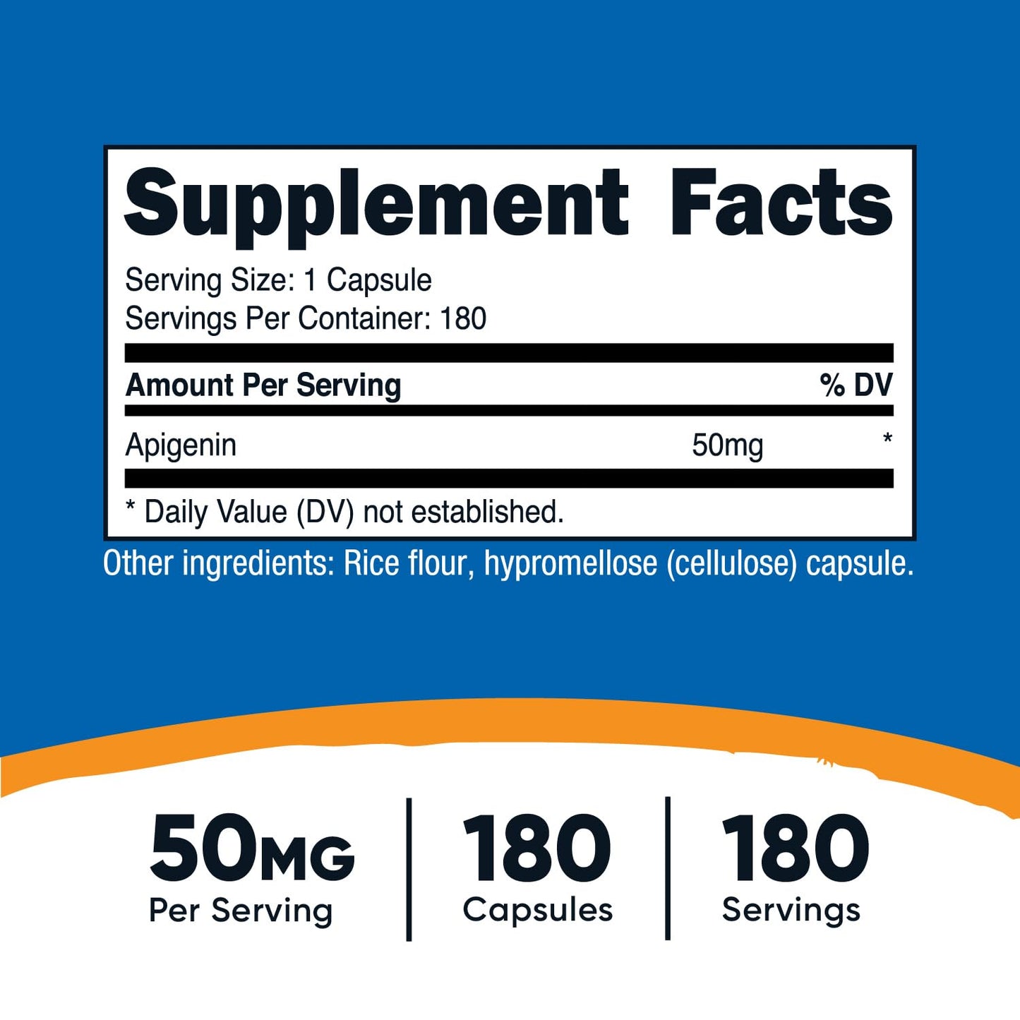 Nutricost Apigenin 50mg, 180 Capsules – Non-GMO, Gluten Free, Vegan