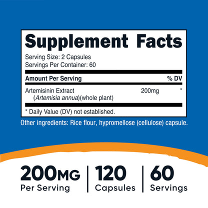 Nutricost Artemisinin 200mg – 120 Capsules (60 Servings) | Non-GMO, Gluten Free