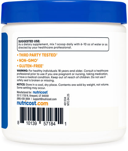 Nutricost Ascorbic Acid Powder Vitamin C – 0.5 LBS (8 oz)