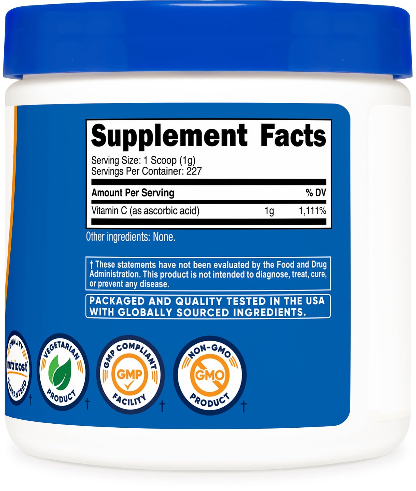 Nutricost Ascorbic Acid Powder Vitamin C – 0.5 LBS (8 oz)