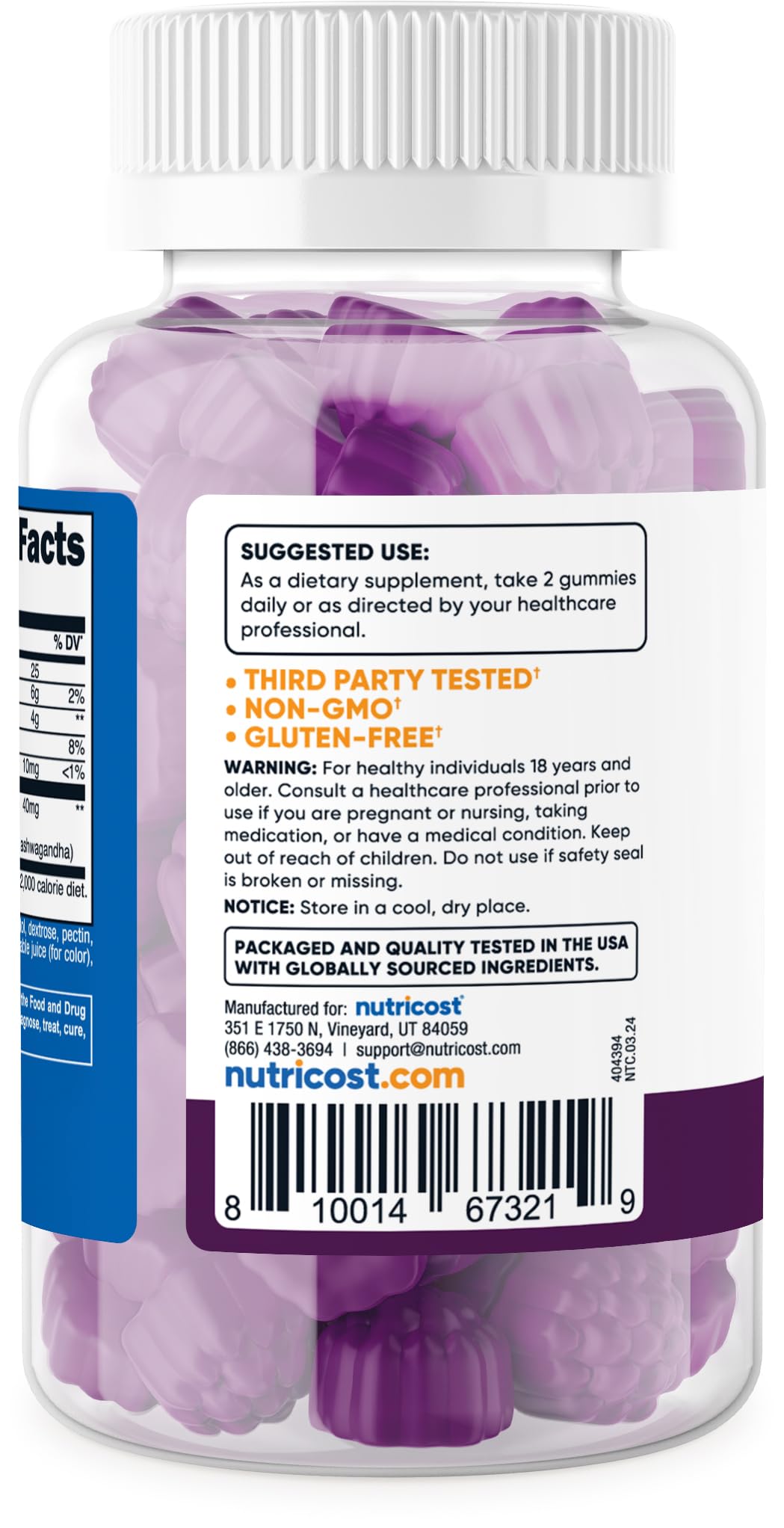 Nutricost Ashwagandha Gummies 1200mg - Mixed Berry | 60 Gummies