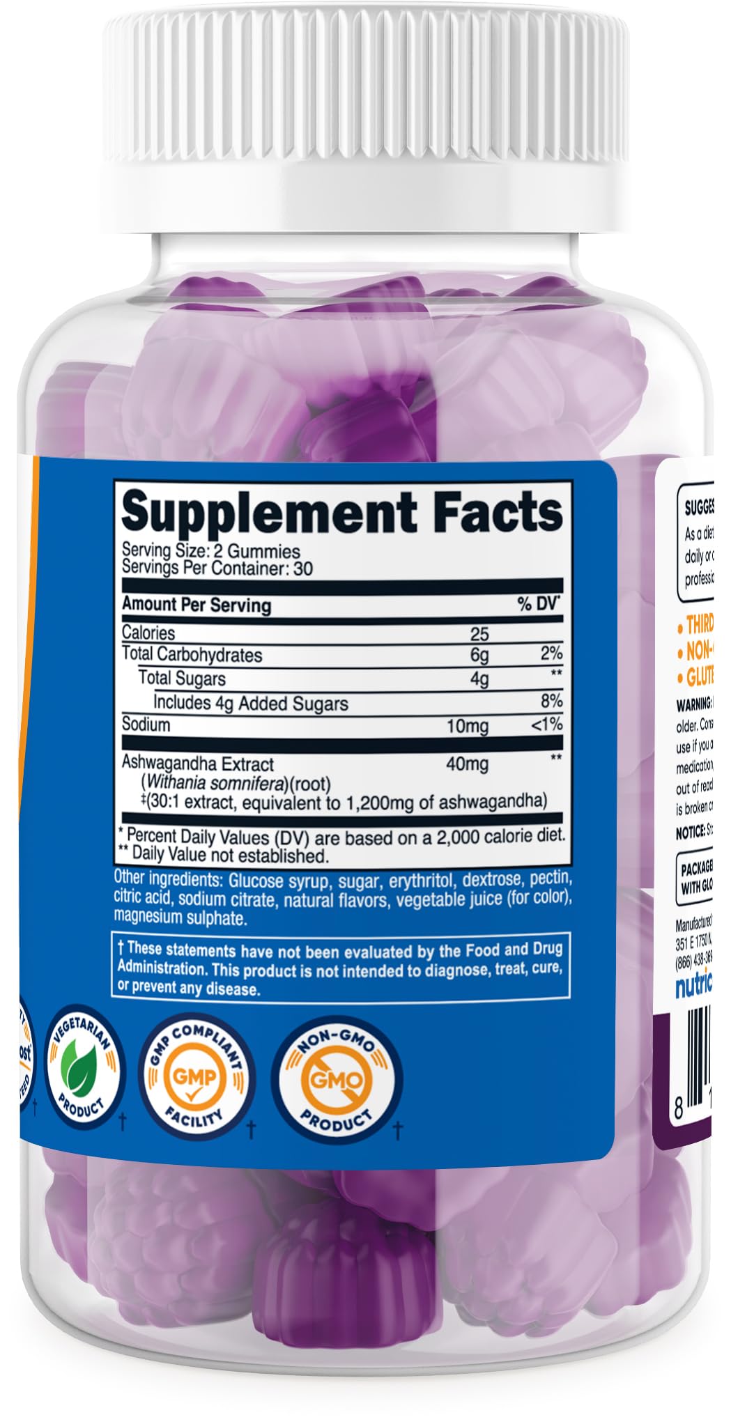 Nutricost Ashwagandha Gummies 1200mg - Mixed Berry | 60 Gummies