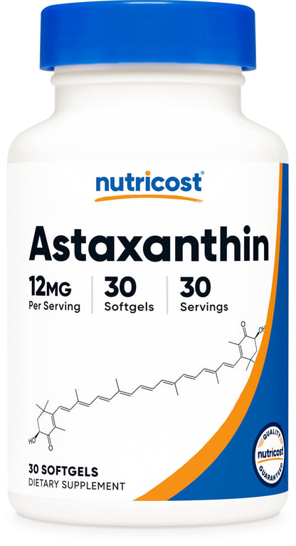 Nutricost Astaxanthin 12mg, 30 Softgels – Non-GMO & Gluten Free