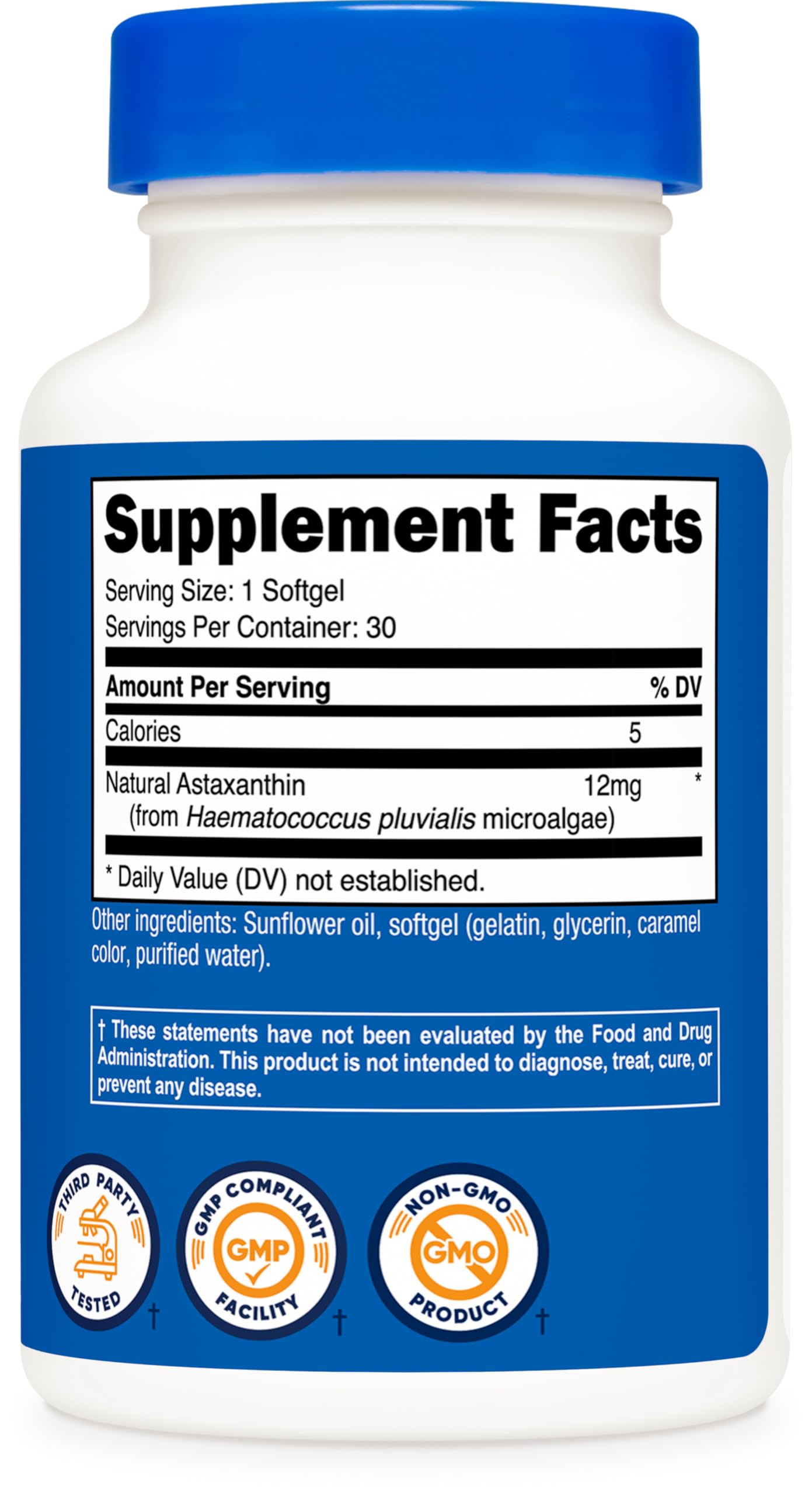 Nutricost Astaxanthin 12mg, 30 Softgels – Non-GMO & Gluten Free