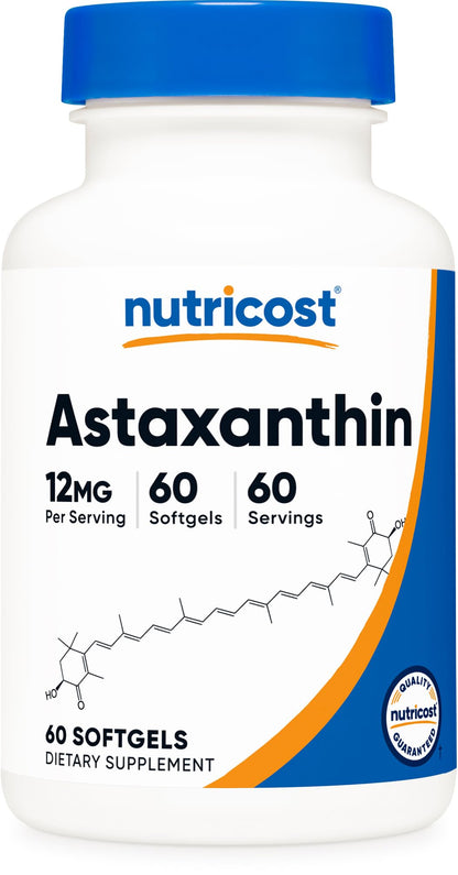 Nutricost Astaxanthin 12mg, 60 Softgels – Non-GMO & Gluten Free (2 Month Supply)