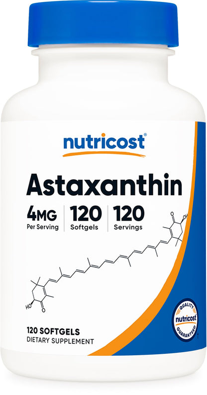 Nutricost Astaxanthin 4mg – Gluten Free, Non-GMO, 120 Softgels