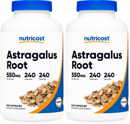 Nutricost Astragalus Capsules 550mg – 240 Vegetarian Capsules (Pack of 2) | Non-GMO, Gluten Free