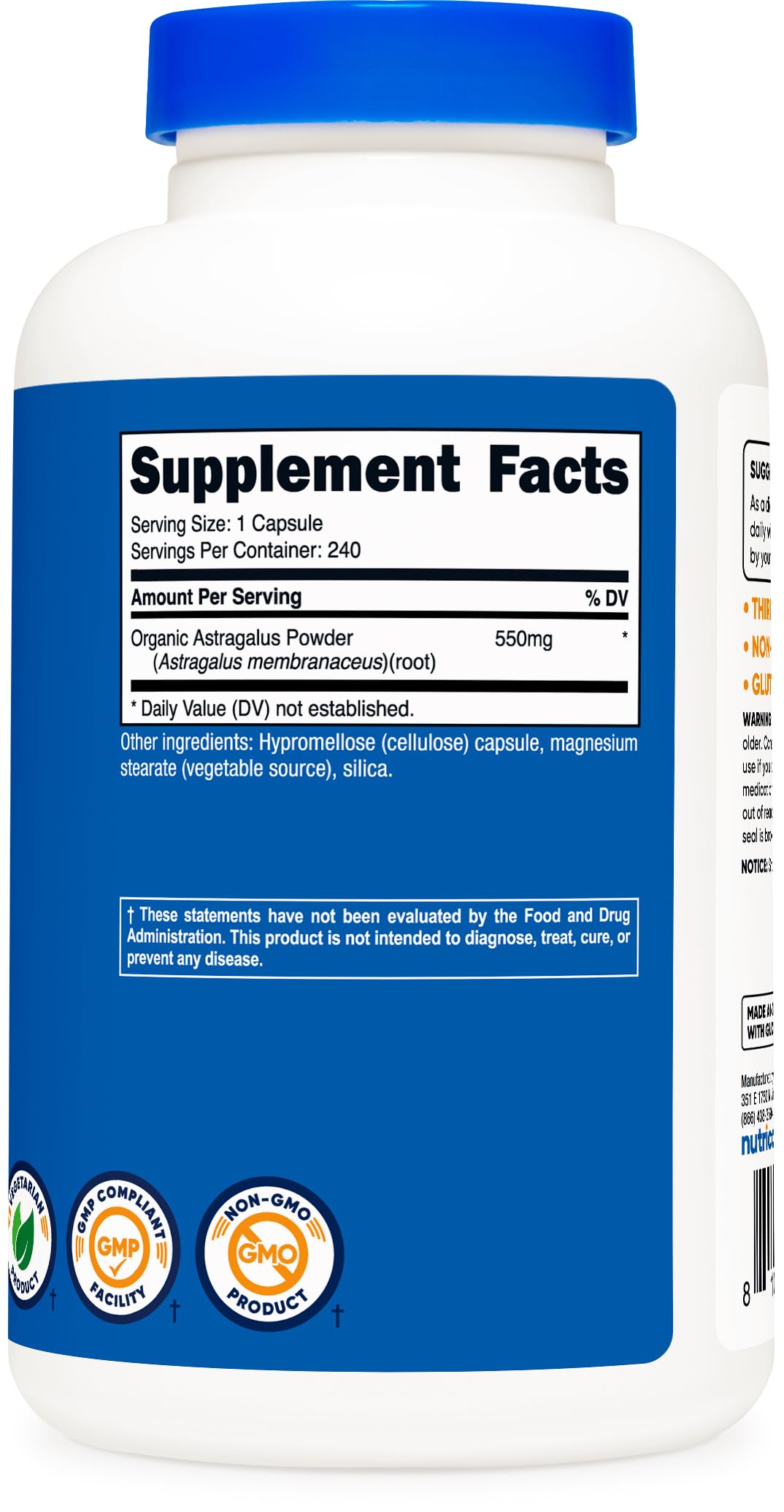 Nutricost Astragalus Capsules 550mg – 240 Vegetarian Capsules (Pack of 2) | Non-GMO, Gluten Free