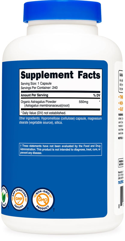 Nutricost Astragalus Capsules 550mg – 240 Vegetarian Capsules (Pack of 2) | Non-GMO, Gluten Free