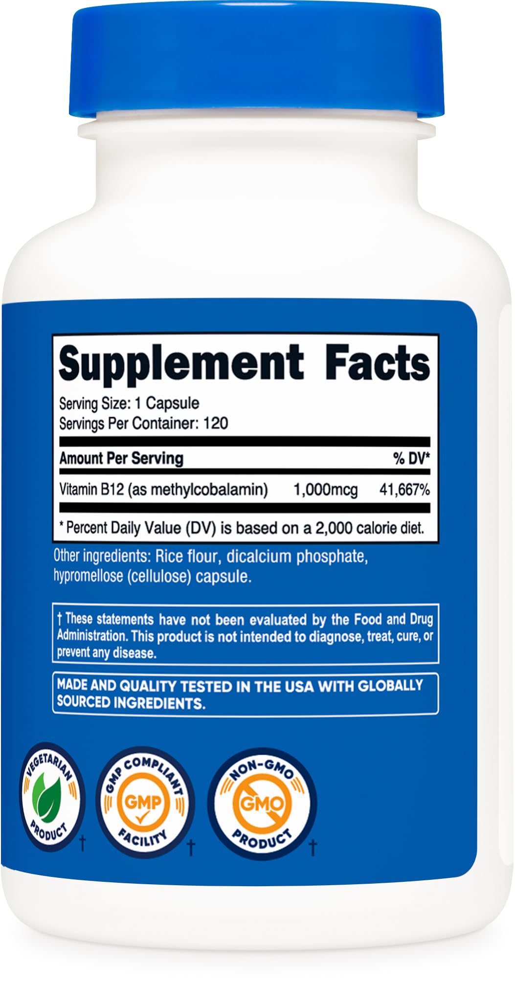 Nutricost Vitamin B12 (Methylcobalamin) 1000mcg – 120 Capsules, Vegetarian, Non-GMO & Gluten Free B12 Supplement