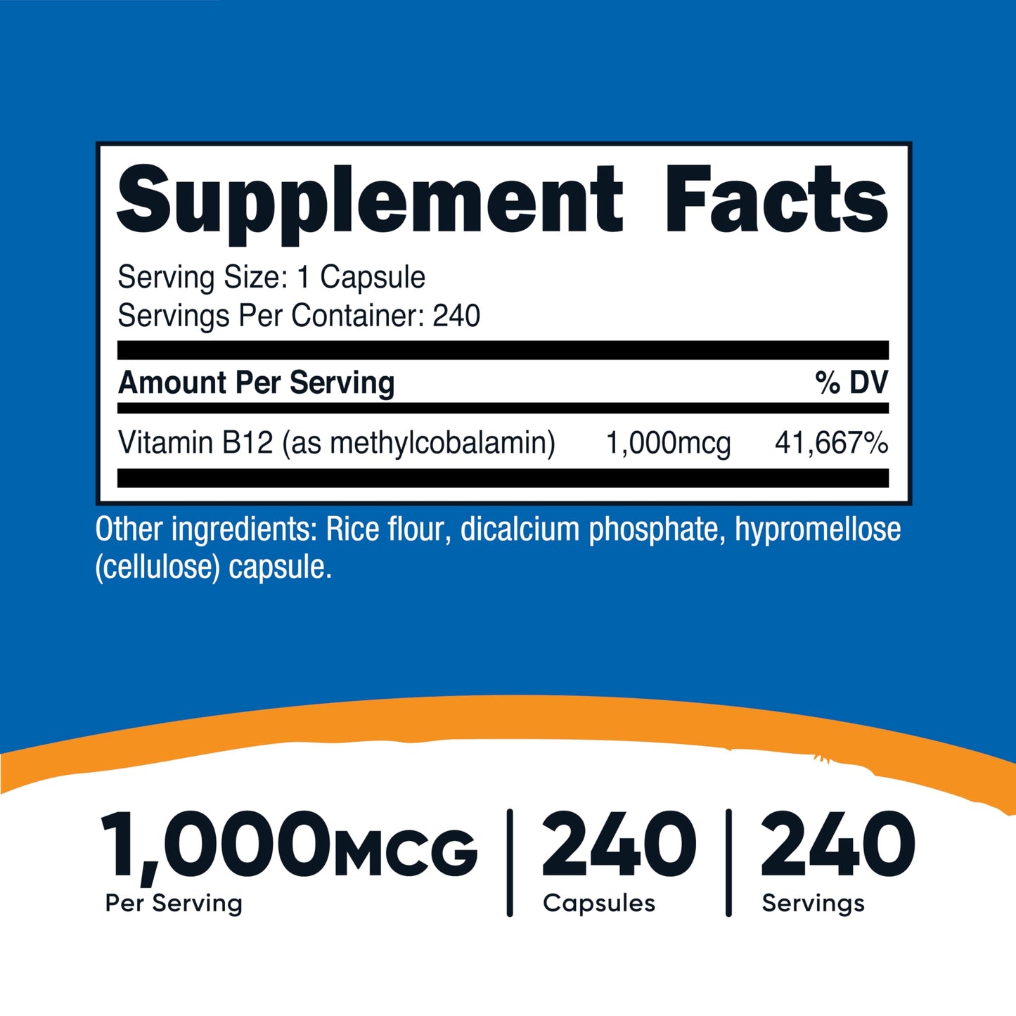 Nutricost B12 1000mcg Methylcobalamin – 240 Capsules, Vegetarian