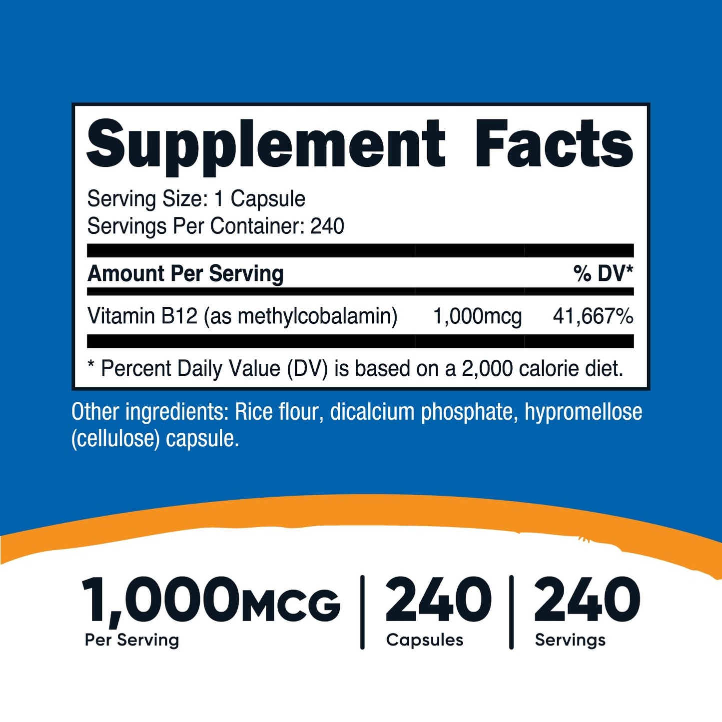 Nutricost Vitamin B12 1000mcg Methylcobalamin – 240 Capsules per Bottle, Pack of 2 | Vegetarian, Non-GMO & Gluten Free
