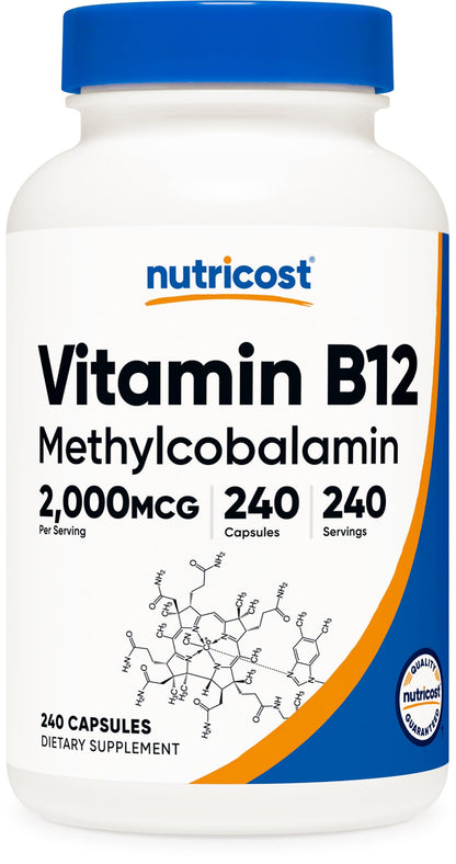 Nutricost Vitamin B12 (Methylcobalamin) 2000mcg – 240 Vegetarian Capsules