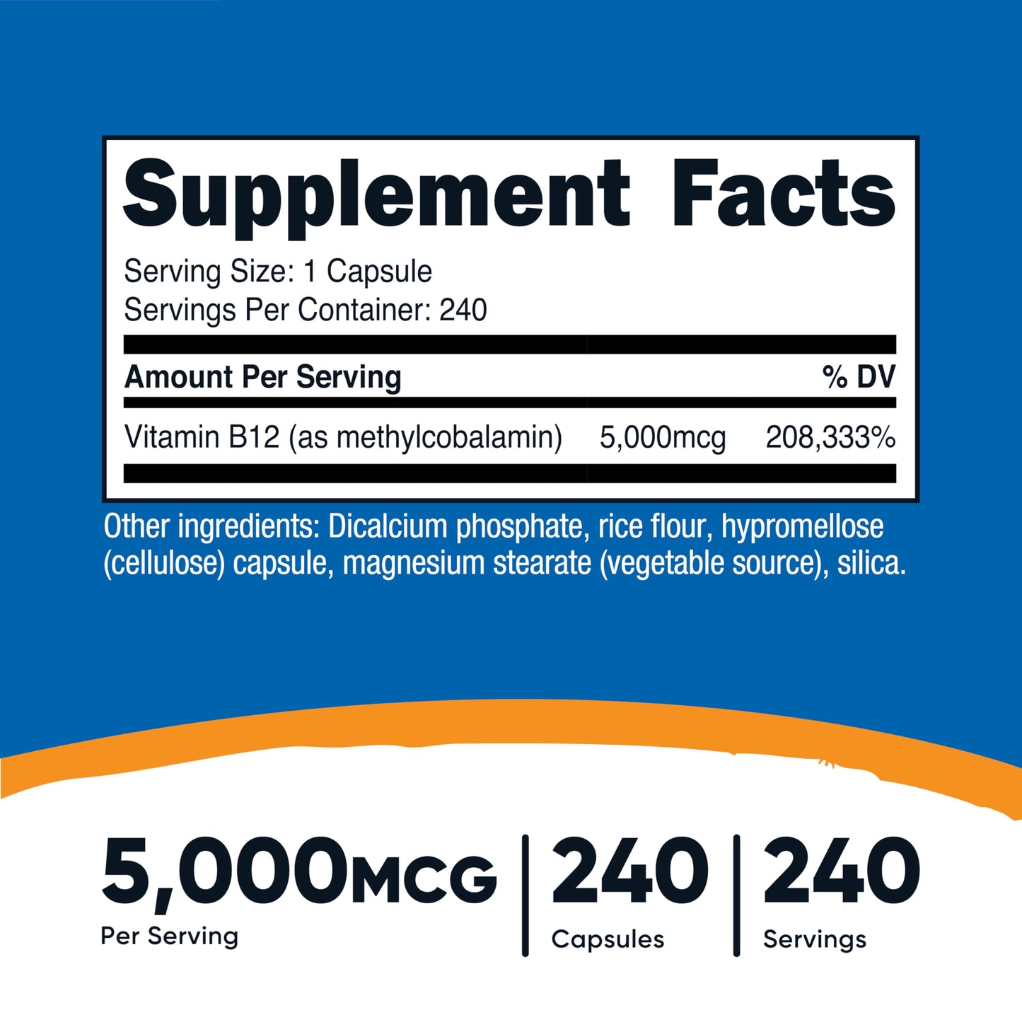 Nutricost Vitamin B12 (Methylcobalamin) 5000mcg – 240 Vegetarian Capsules