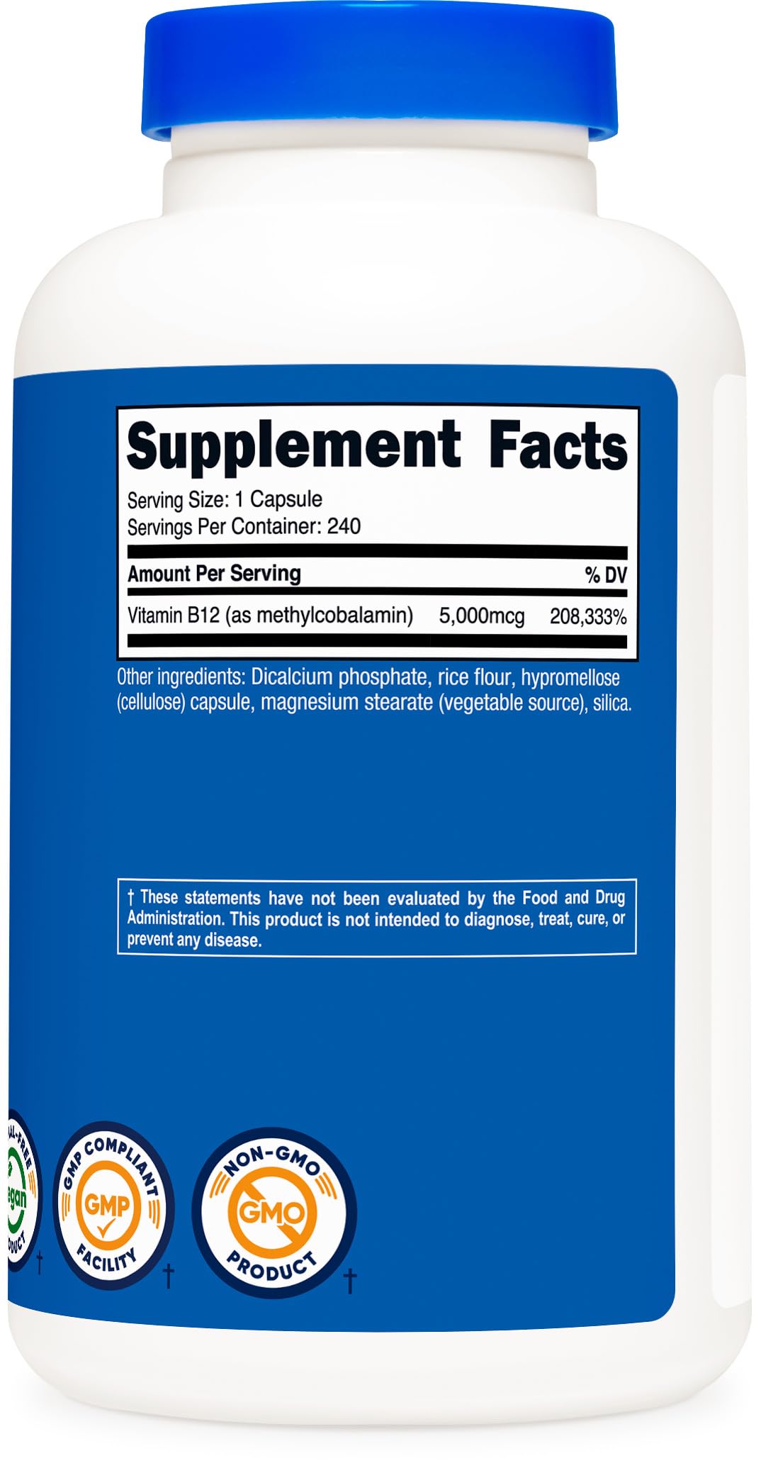 Nutricost Vitamin B12 (Methylcobalamin) 5000mcg – 240 Vegetarian Capsules