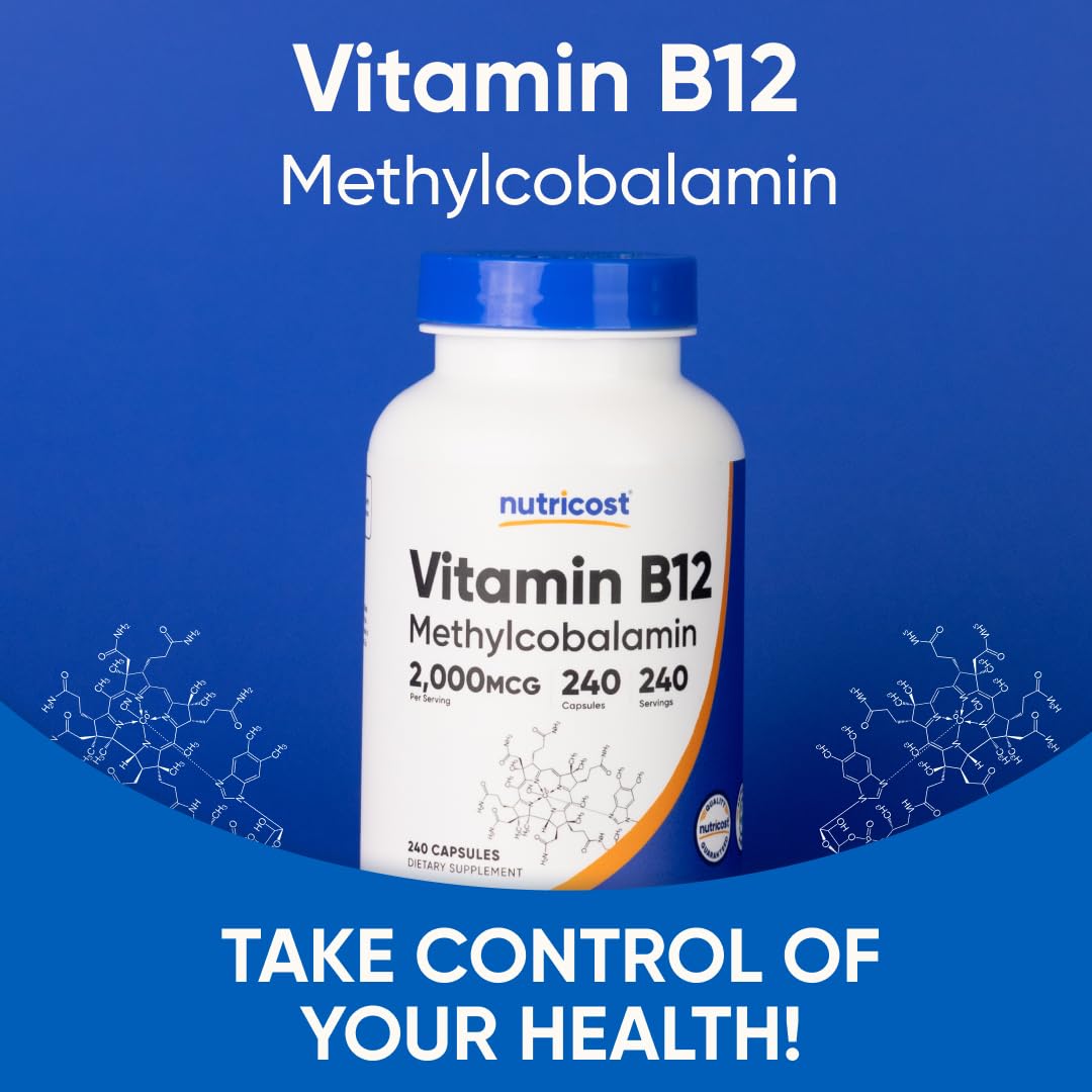 Nutricost Vitamin B12 (Methylcobalamin) 2000mcg – 240 Vegetarian Capsules
