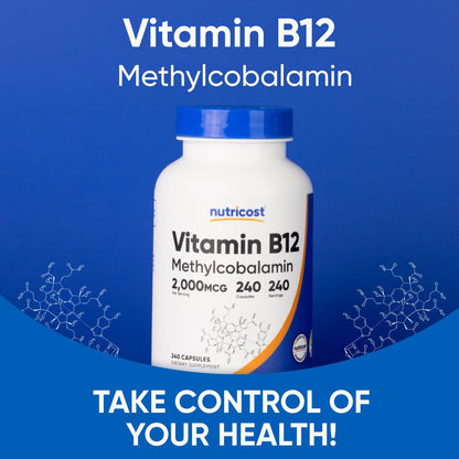Nutricost Vitamin B12 (Methylcobalamin) 2000mcg – 240 Vegetarian Capsules