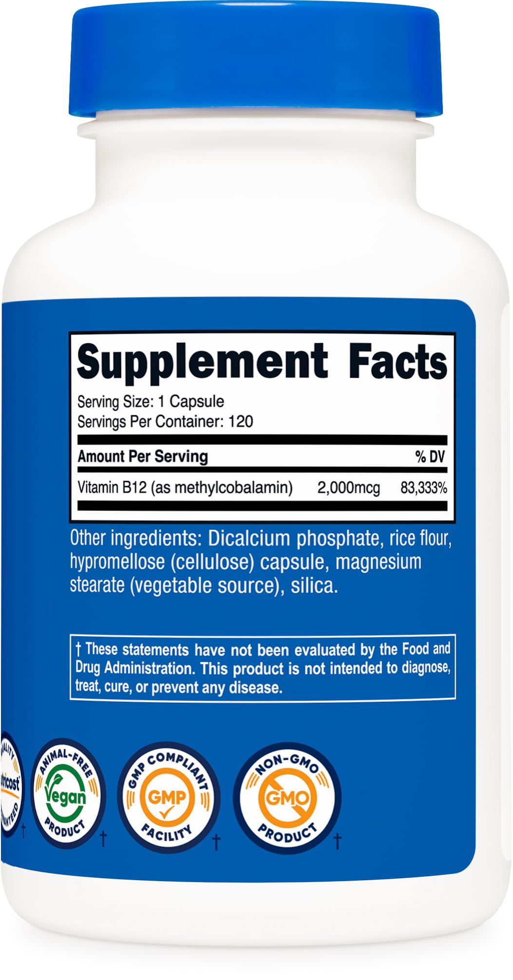 Nutricost Vitamin B12 Methylcobalamin 2000mcg | 120 Vegetarian Capsules