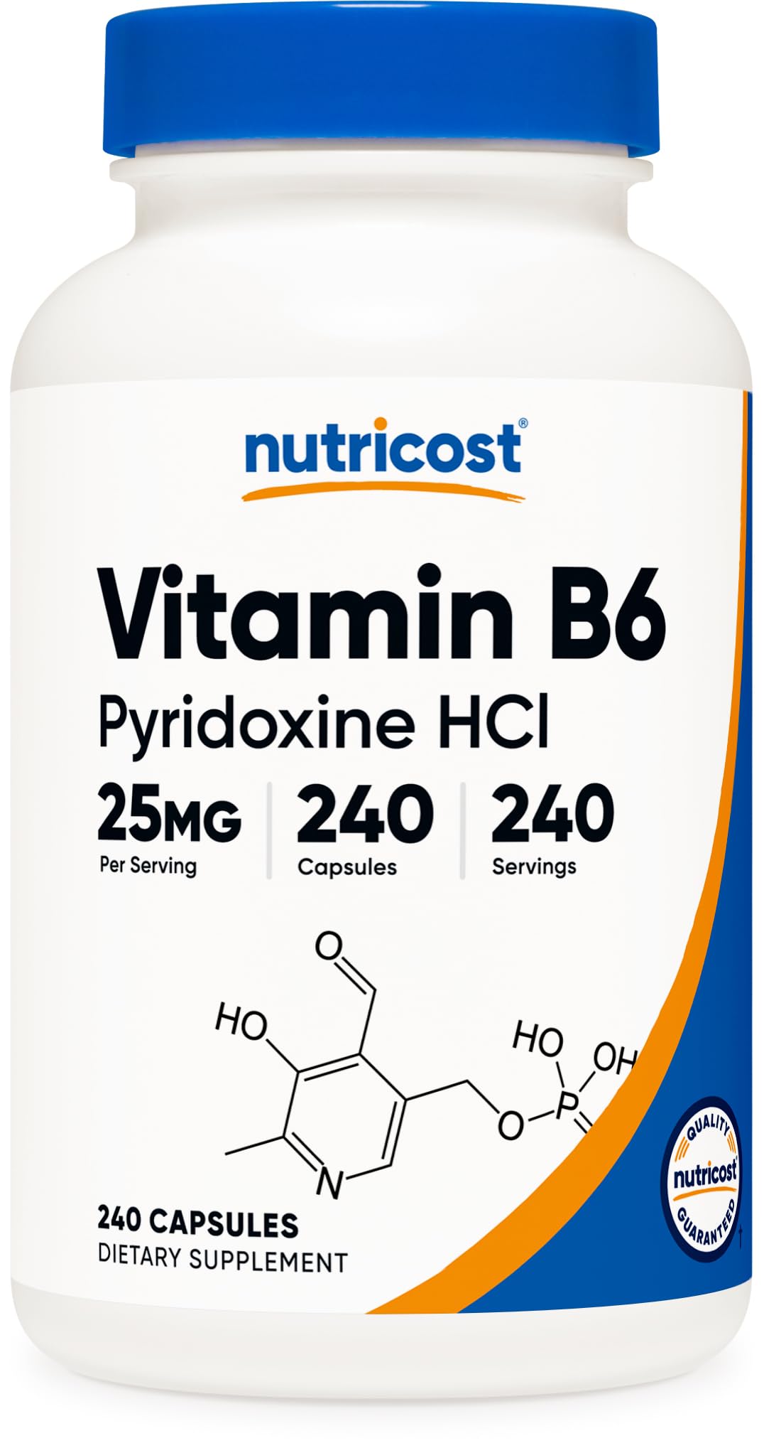 Nutricost Vitamin B6 25mg (Pyridoxine HCl) – 240 Capsules | Non-GMO, Gluten Free, Vegetarian