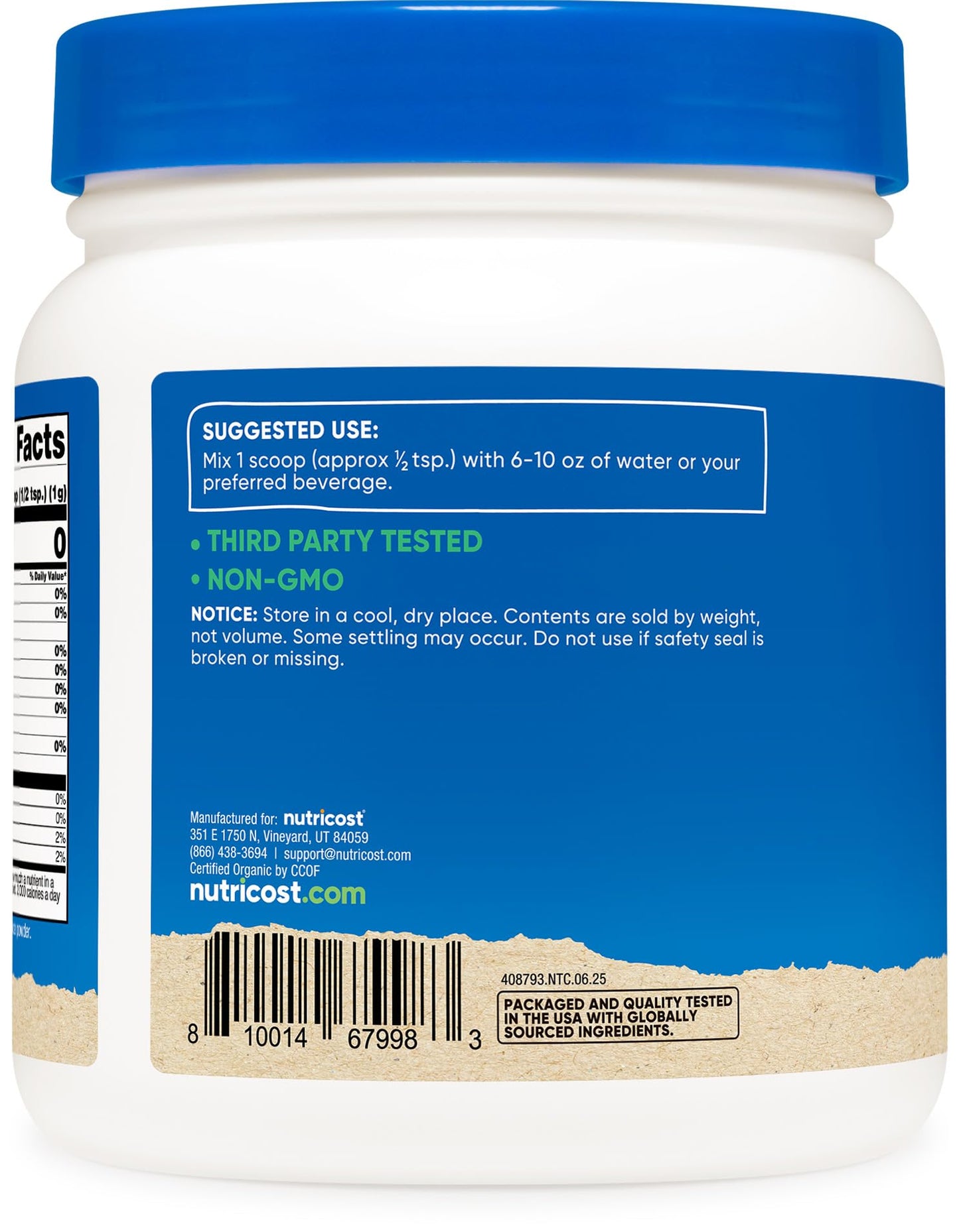 Nutricost Organic Barley Grass Juice Powder (1 lb) - Unflavored, Gluten-Free & Vegan
