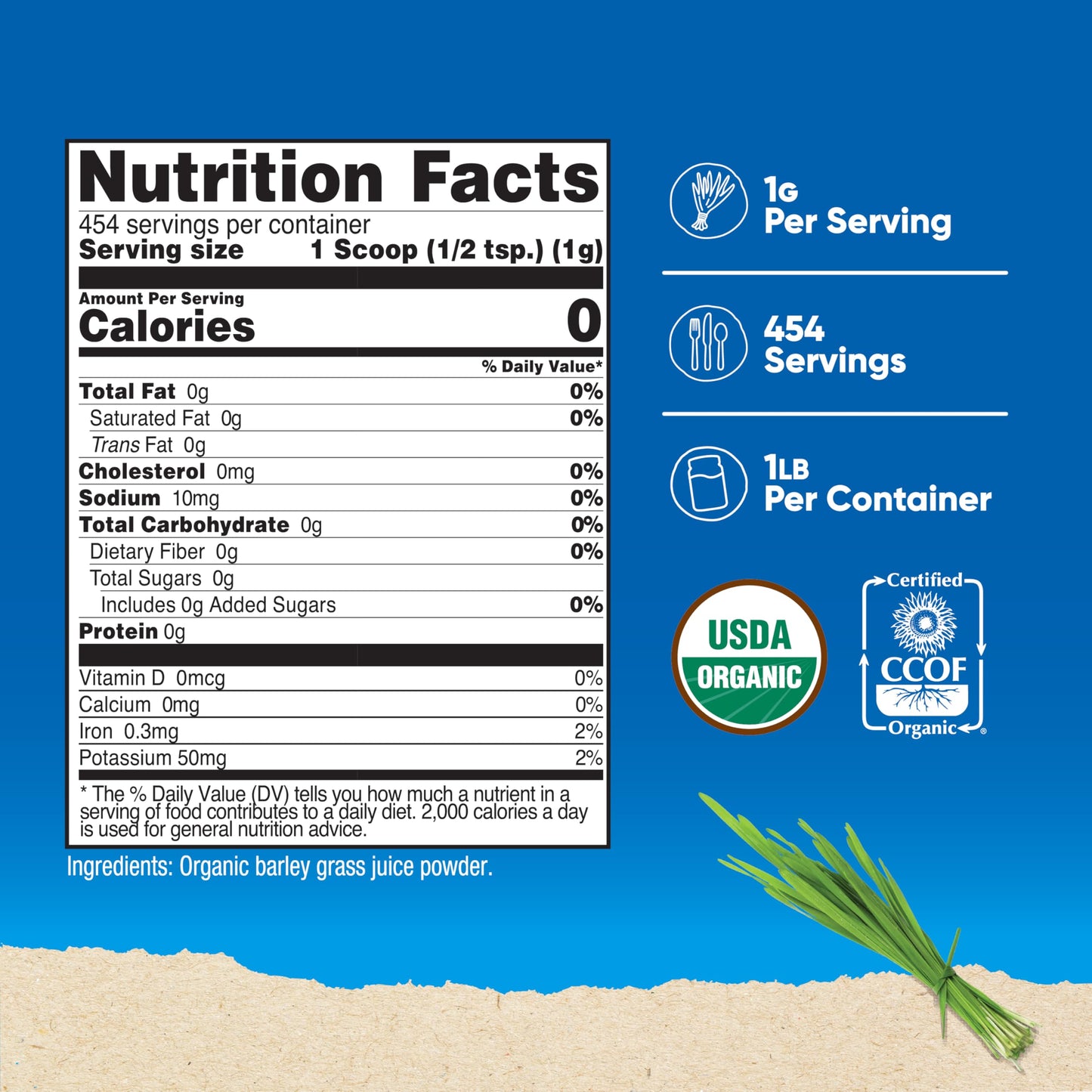 Nutricost Organic Barley Grass Juice Powder (1 lb) - Unflavored, Gluten-Free & Vegan