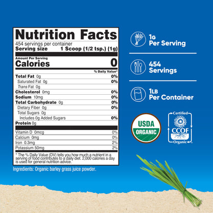 Nutricost Organic Barley Grass Juice Powder (1 lb) - Unflavored, Gluten-Free & Vegan