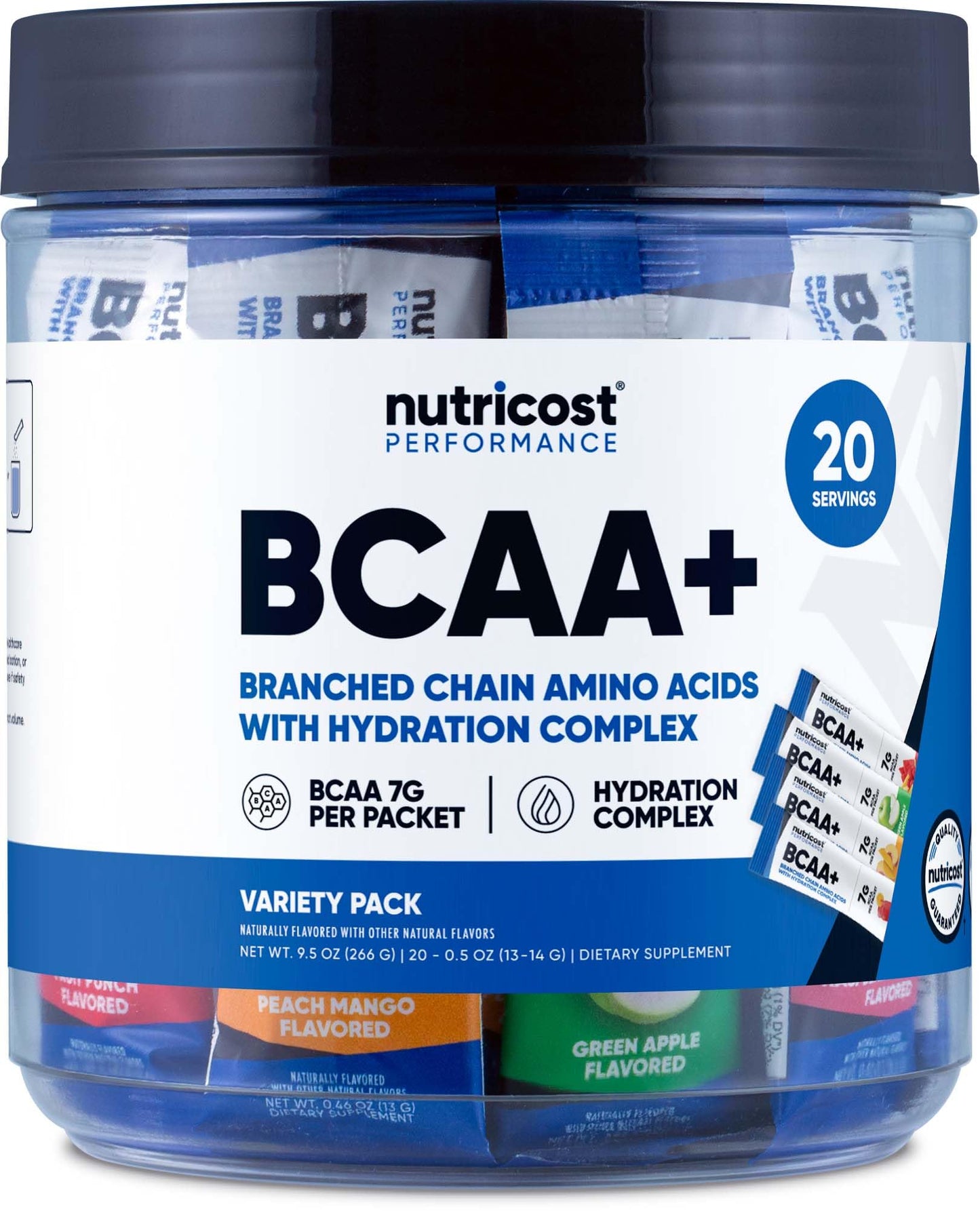 Nutricost BCAA+ Hydration Variety Pack (20 Stickpacks) – Gluten-Free, Non-GMO