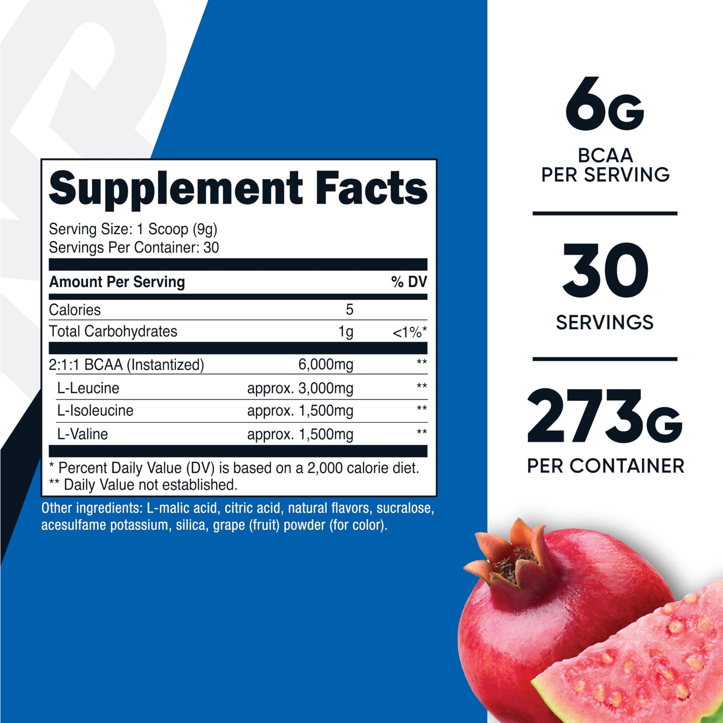 Nutricost BCAA Powder 2:1:1 – Pomegranate Guava, 30 Servings