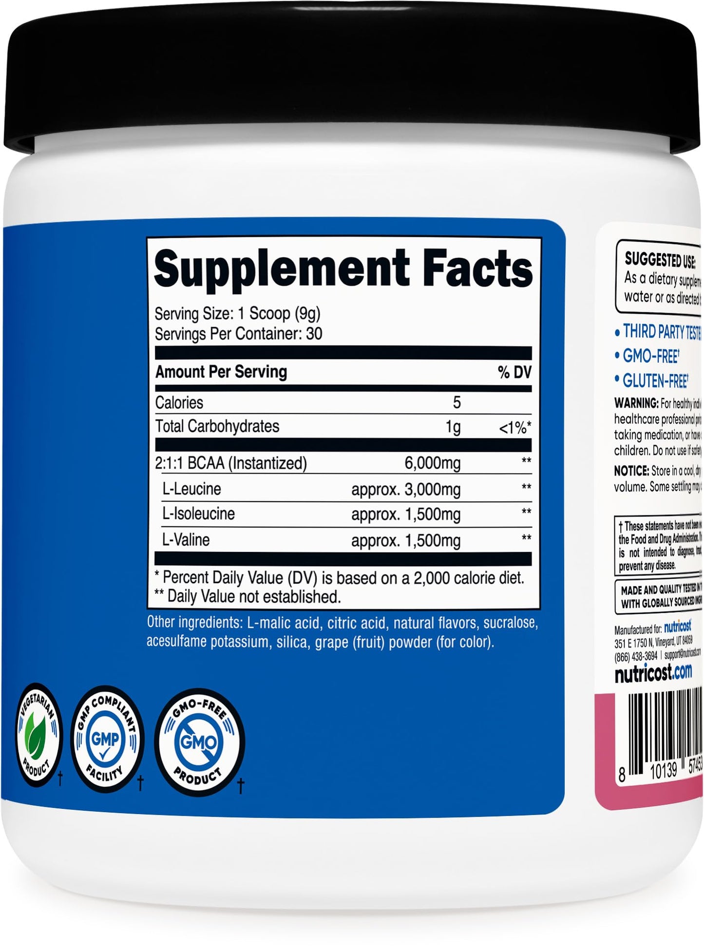 Nutricost BCAA Powder 2:1:1 – Pomegranate Guava, 30 Servings