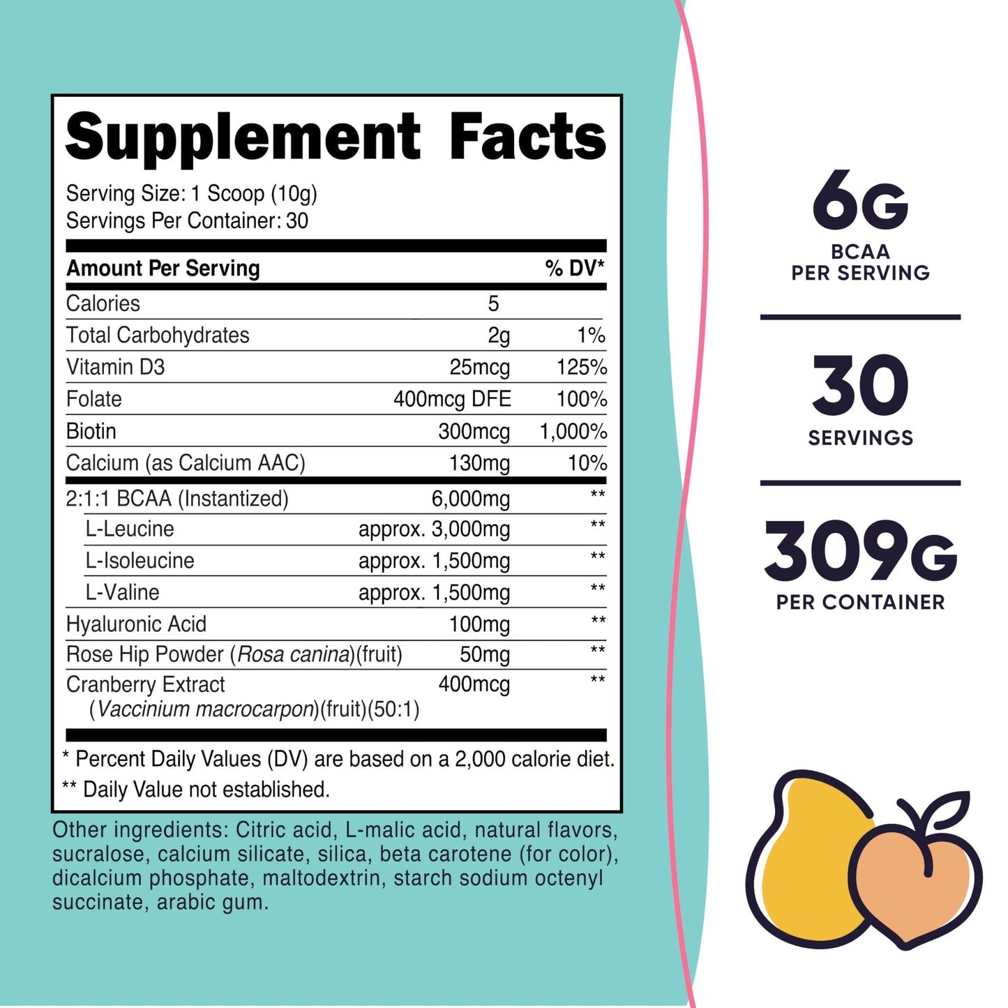 Nutricost BCAA for Women - Peach Mango (30 Servings) | Non-GMO & Gluten-Free