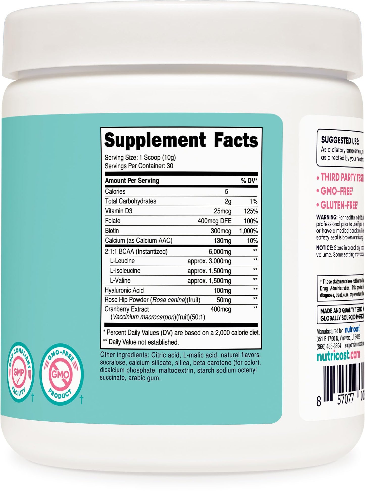 Nutricost BCAA for Women - Peach Mango (30 Servings) | Non-GMO & Gluten-Free