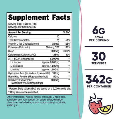 Nutricost BCAA for Women - Strawberry Lemonade (30 Servings) | Non-GMO & Gluten-Free