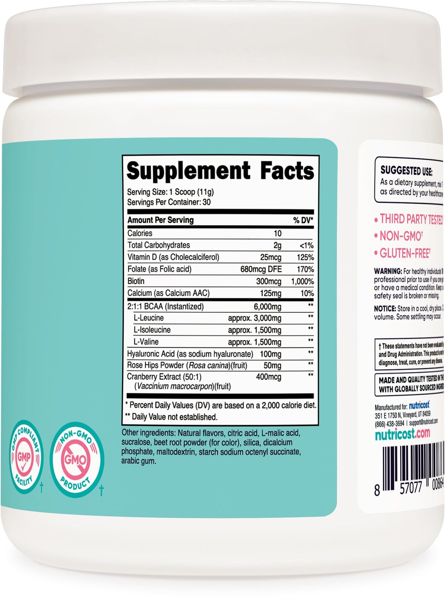 Nutricost BCAA for Women - Strawberry Lemonade (30 Servings) | Non-GMO & Gluten-Free
