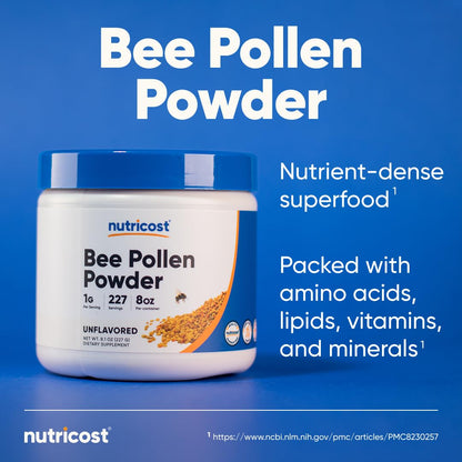 Nutricost Bee Pollen Powder (8 oz) – 227 Servings, Gluten Free, Non-GMO, Vegetarian Dietary Supplement