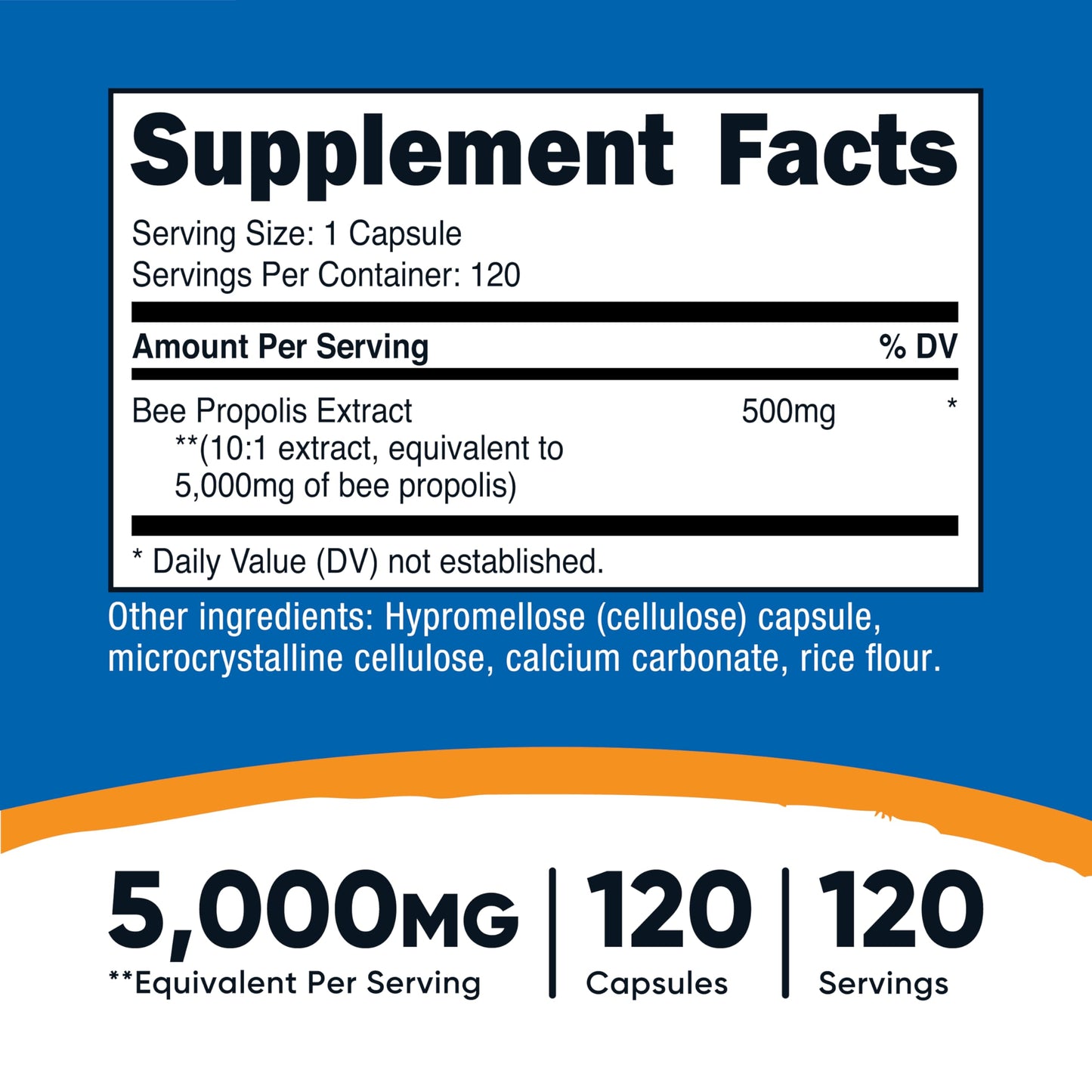 Nutricost Bee Propolis 10:1 Extract — 5,000mg Equivalent, 120 Capsules