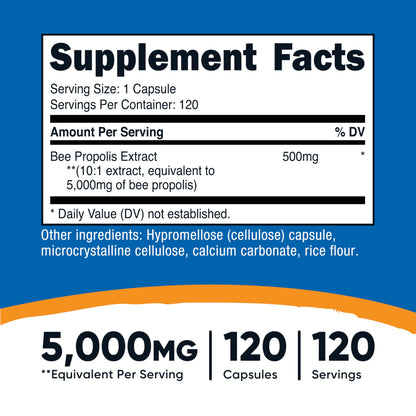 Nutricost Bee Propolis 10:1 Extract — 5,000mg Equivalent, 120 Capsules