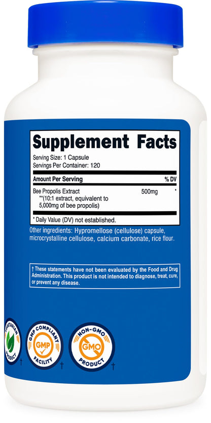 Nutricost Bee Propolis 10:1 Extract — 5,000mg Equivalent, 120 Capsules