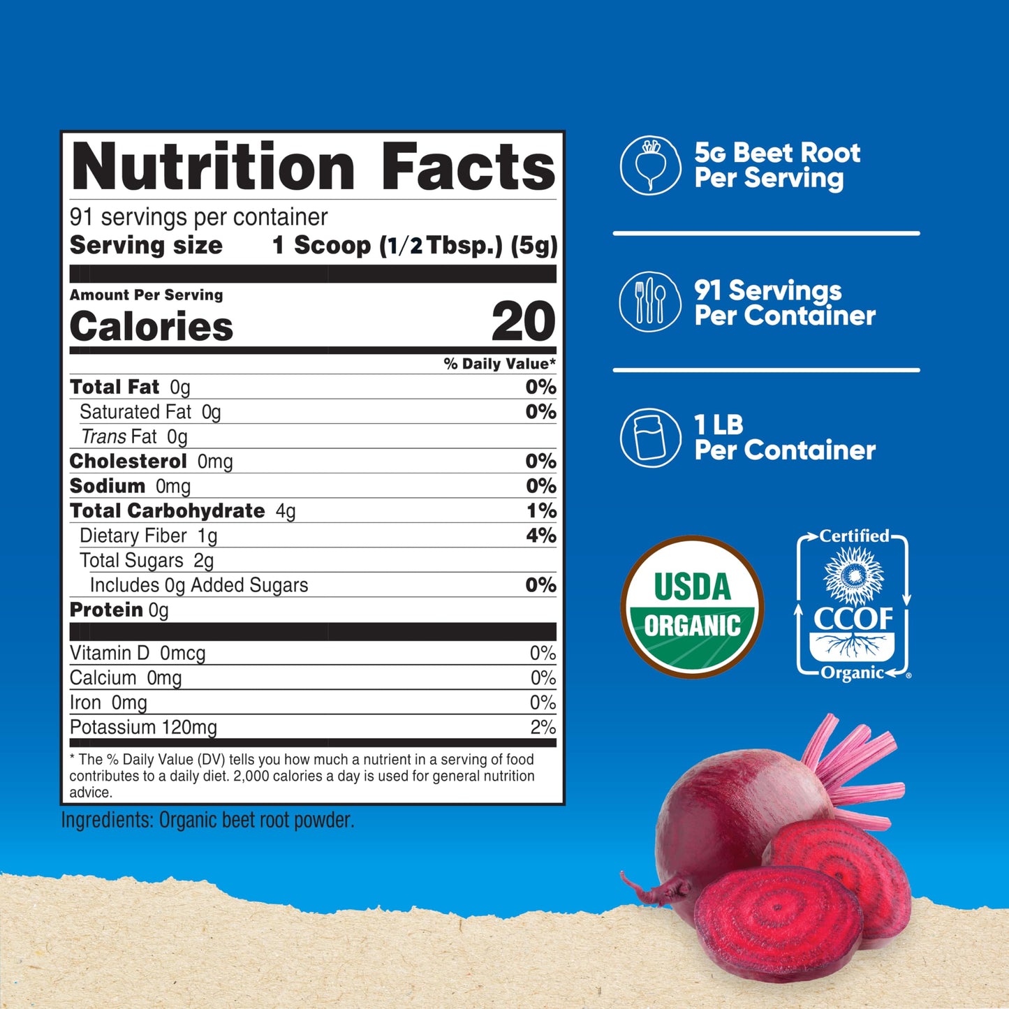 Nutricost Organic Beet Root Powder 1 LB – Vegan, USDA Organic