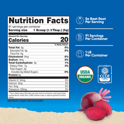 Nutricost Organic Beet Root Powder 1 LB – Vegan, USDA Organic