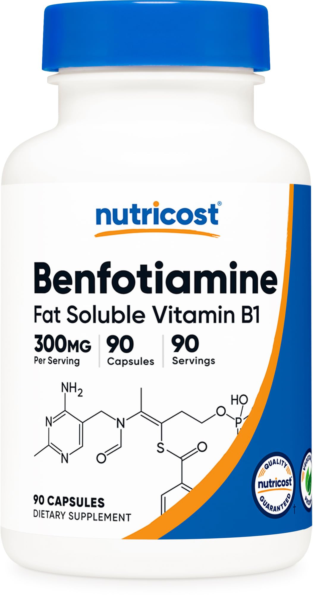 Nutricost Benfotiamine 300mg – 90 Capsules | Gluten Free, Non-GMO, Vegetarian Vitamin B1 (Fat-Soluble)