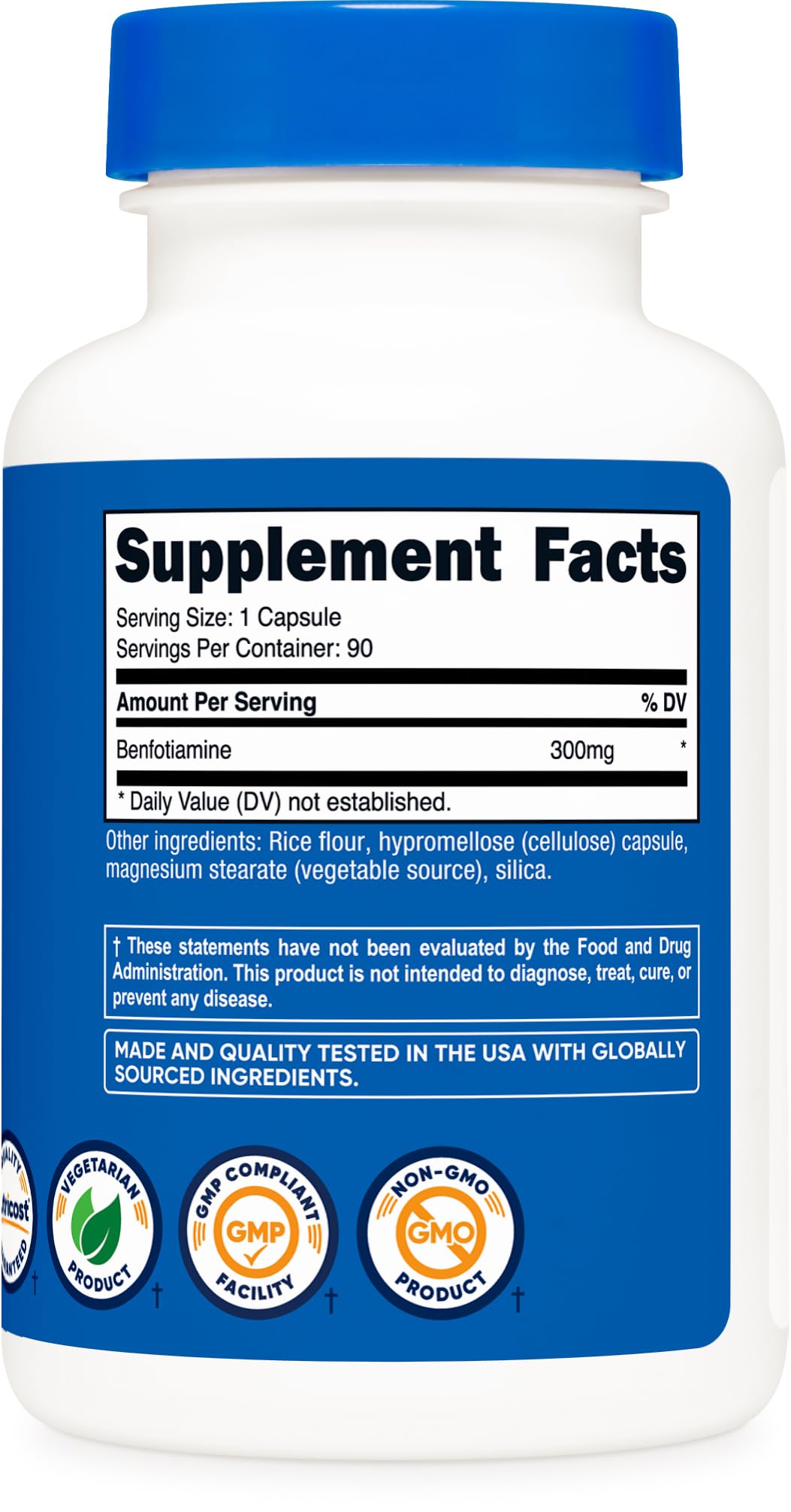 Nutricost Benfotiamine 300mg – 90 Capsules | Gluten Free, Non-GMO, Vegetarian Vitamin B1 (Fat-Soluble)