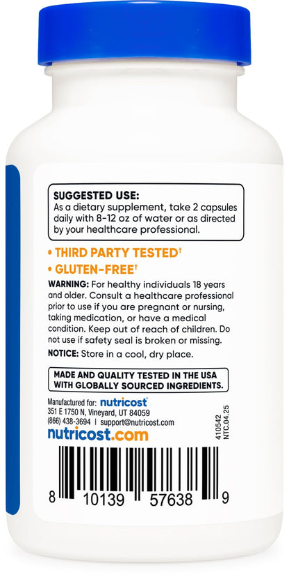 Nutricost Benfotiamine 600 mg | 180 Capsules – Fat-Soluble Vitamin B1 (Thiamine) – Gluten Free, Non-GMO, Vegan
