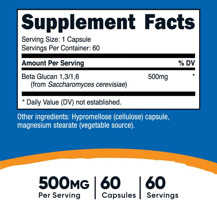Nutricost Beta Glucan 500mg 1,3/1,6 D-Glucan | 60 Vegetarian Capsules | Gluten Free & Non-GMO (Pack of 2)