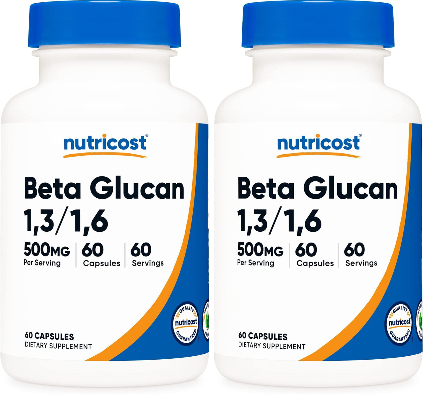 Nutricost Beta Glucan 500mg 1,3/1,6 D-Glucan | 60 Vegetarian Capsules | Gluten Free & Non-GMO (Pack of 2)