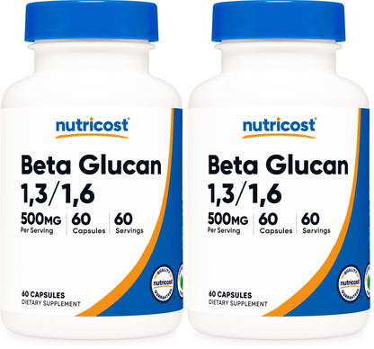 Nutricost Beta Glucan 500mg 1,3/1,6 D-Glucan | 60 Vegetarian Capsules | Gluten Free & Non-GMO (Pack of 2)